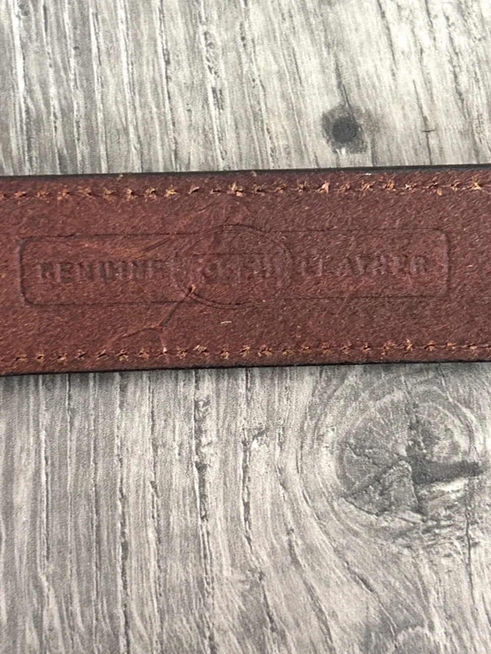 Fossil Brown Leather Belt Etched Silver Buckle & Accents